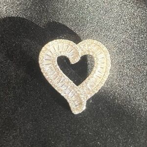 Sparkling Silver Heart Brooch